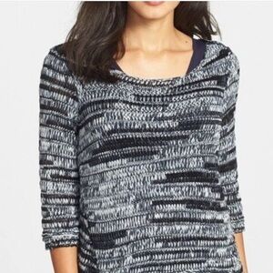 EILEEN FISHER Soft Knit Black & Gray Sweater Size Large EUC